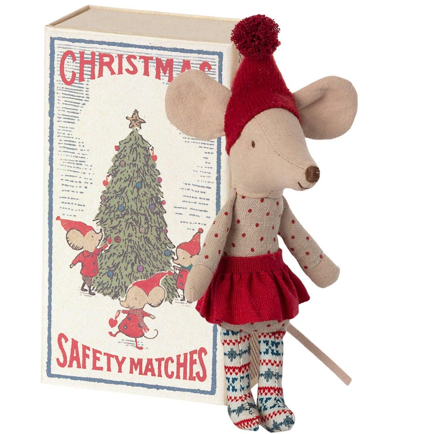 Maileg: myszka świąteczna w pudełku Christmas Mouse in Box Big Sister - Noski Noski