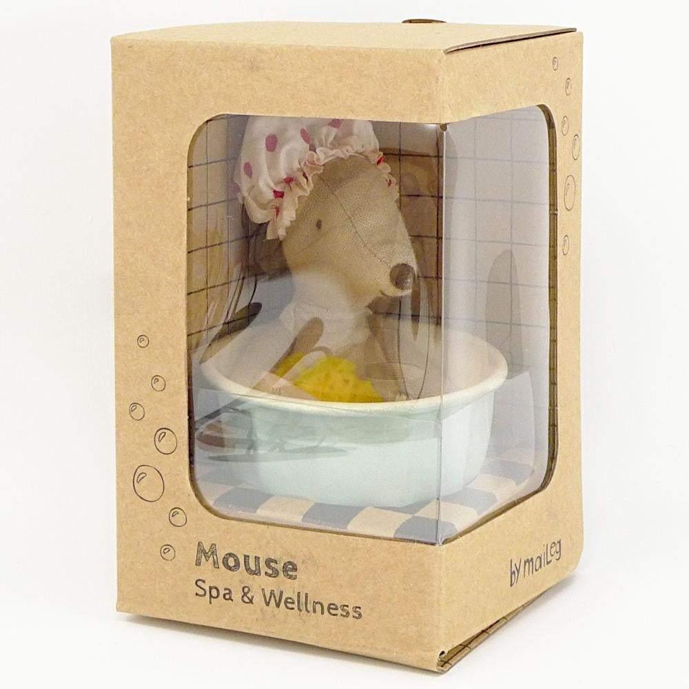 Maileg: myszka w kąpieli Mouse Spa & Wellness Big Sister 13 cm - Noski Noski