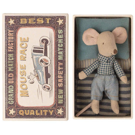 Maileg: myszka w kraciastej koszuli Mouse in Box Little Brother 10 cm - Noski Noski