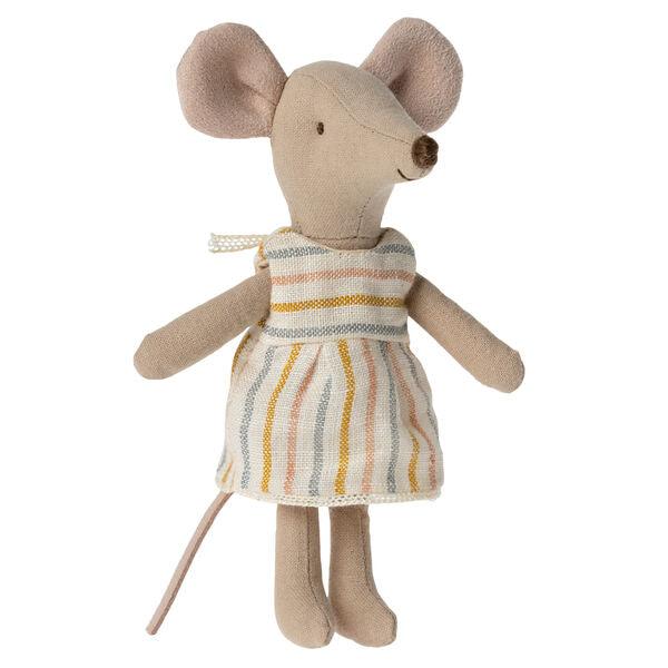 Maileg: myszka w pudełku paseczki Big Sister in Matchbox 13 cm - Noski Noski