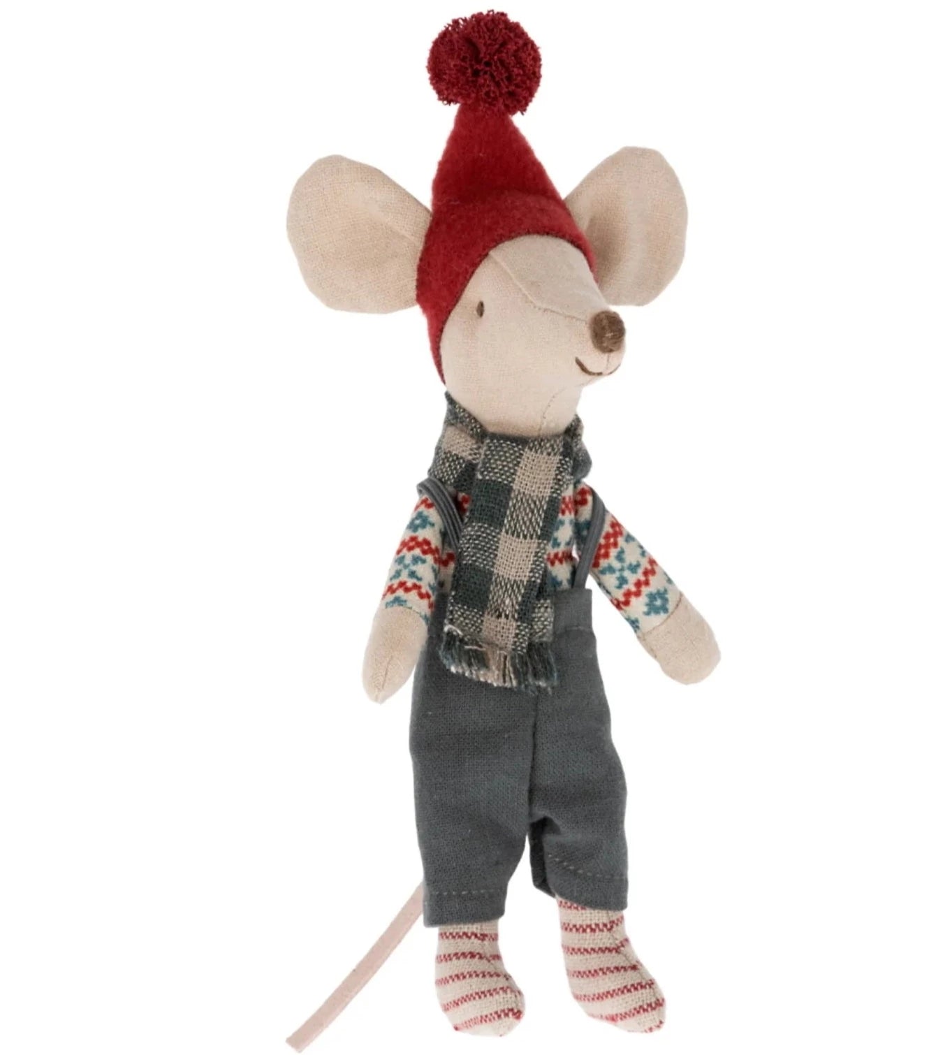Maileg: myszka w stroju świątecznym Christmas Big Brother 13 cm - Noski Noski