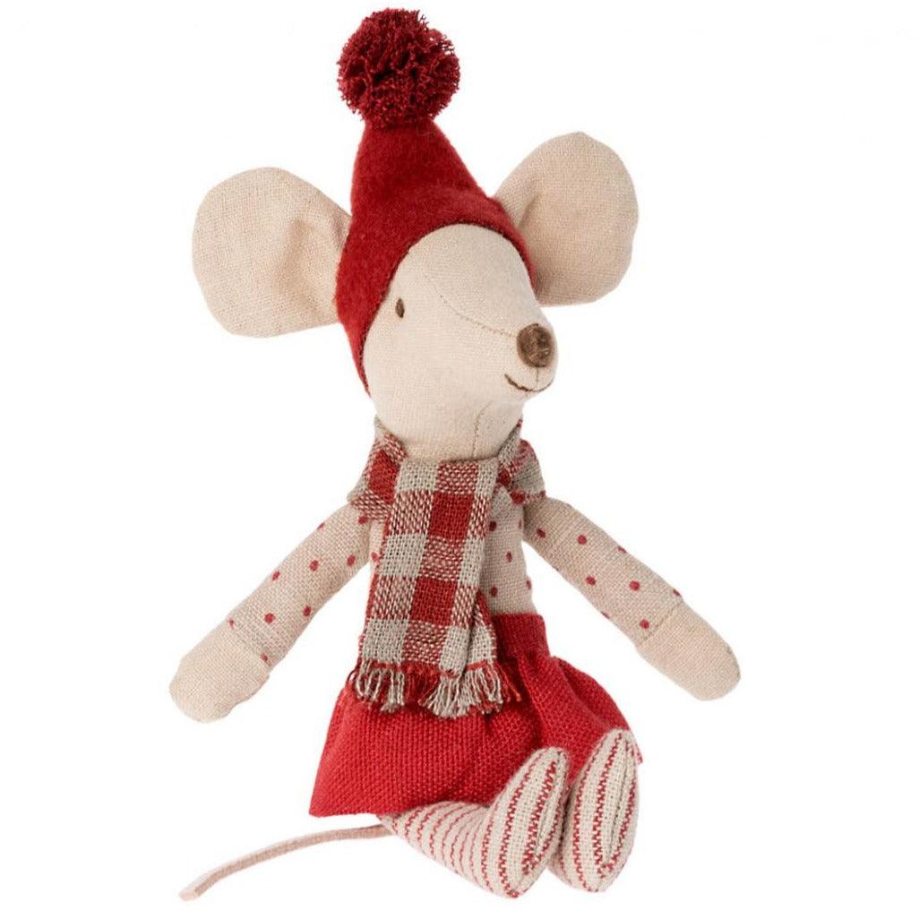 Maileg: myszka w stroju świątecznym Christmas Big Sister 13 cm - Noski Noski