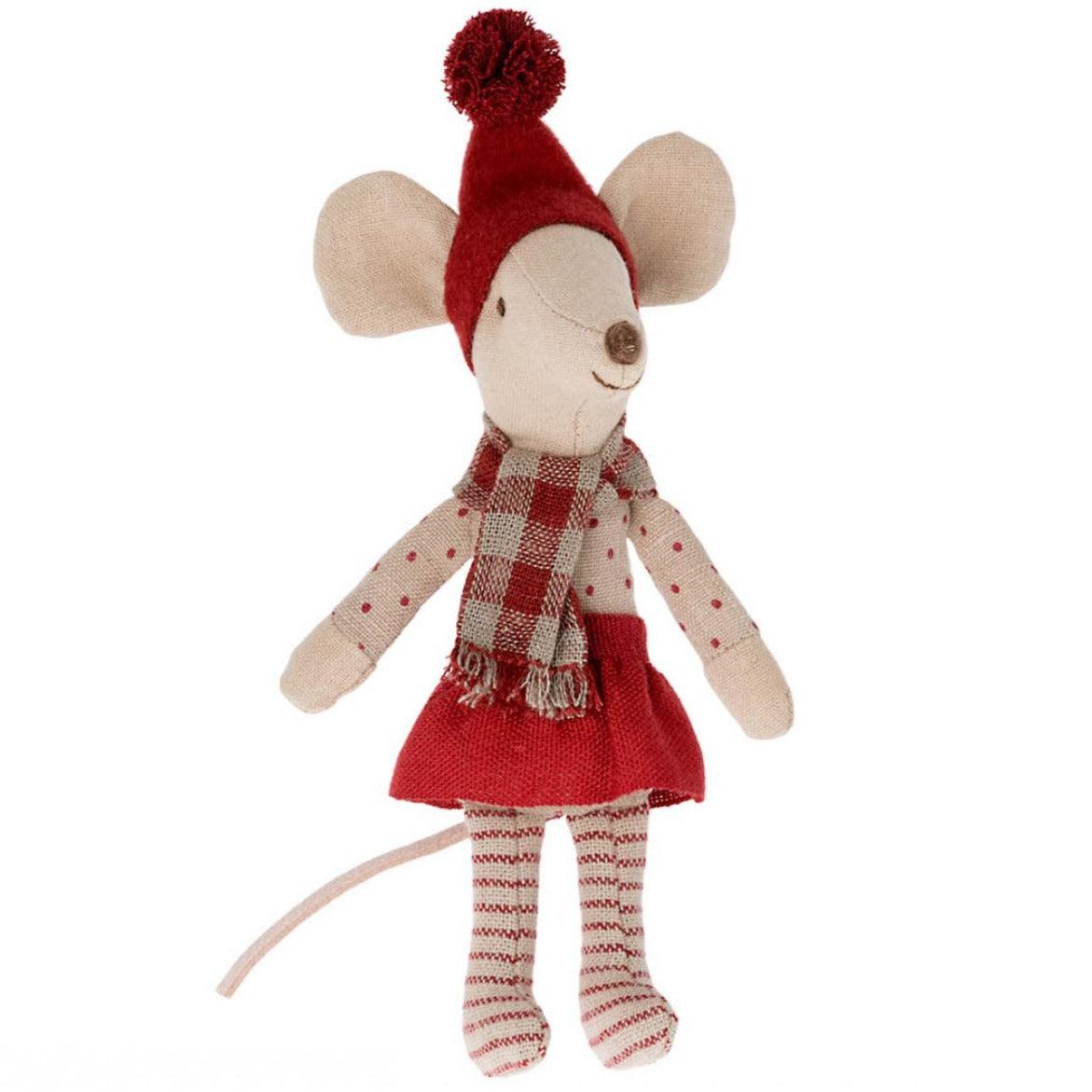 Maileg: myszka w stroju świątecznym Christmas Big Sister 13 cm - Noski Noski