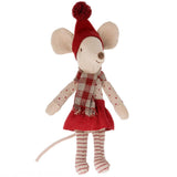 Maileg: myszka w stroju świątecznym Christmas Big Sister 13 cm - Noski Noski