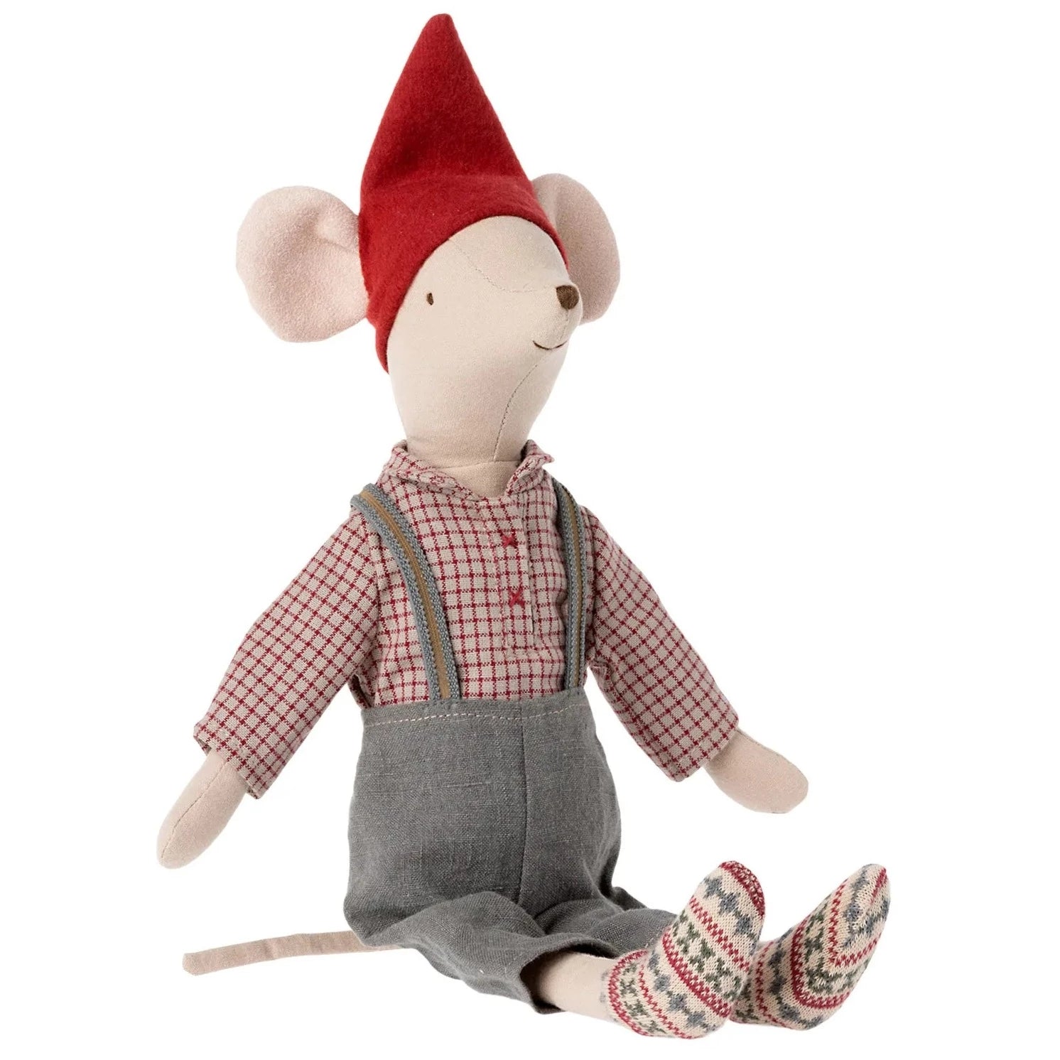Maileg: myszka w stroju świątecznym Christmas Medium Boy 33 cm - Noski Noski