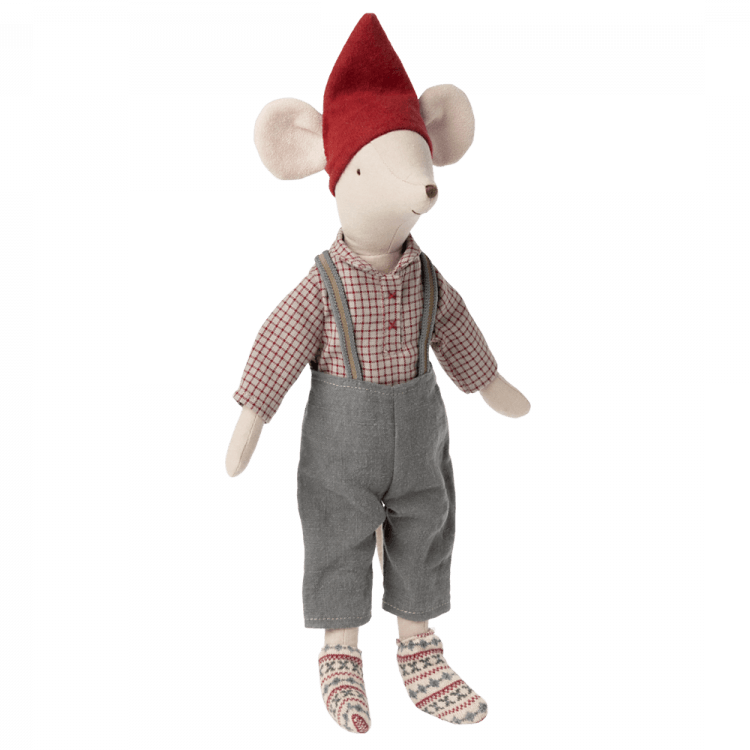 Maileg: myszka w stroju świątecznym Christmas Medium Boy 33 cm - Noski Noski