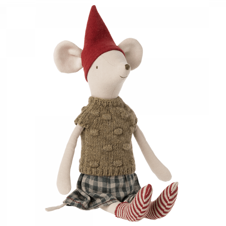 Maileg: myszka w stroju świątecznym Christmas Medium Girl 33 cm - Noski Noski