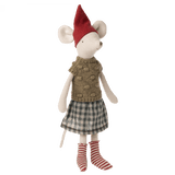 Maileg: myszka w stroju świątecznym Christmas Medium Girl 33 cm - Noski Noski