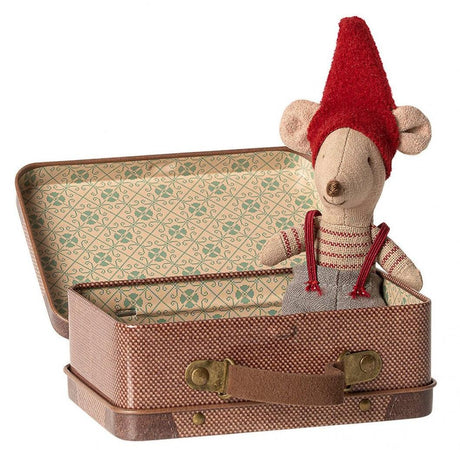 Maileg: myszka w walizce Christmas Mouse in Suitcase Little Brother - Noski Noski