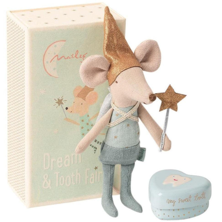 Maileg: myszka wróżka zębuszka Tooth Fairy Big Sister Blue 13 cm - Noski Noski