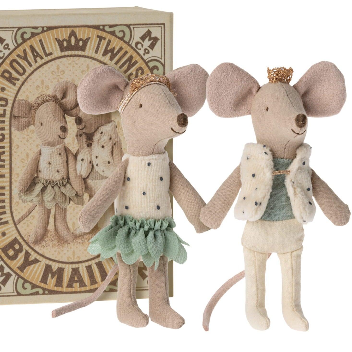 Maileg: myszki bliźniaki w pudełku Royal Twins Mice in Matchbox 11 cm - Noski Noski