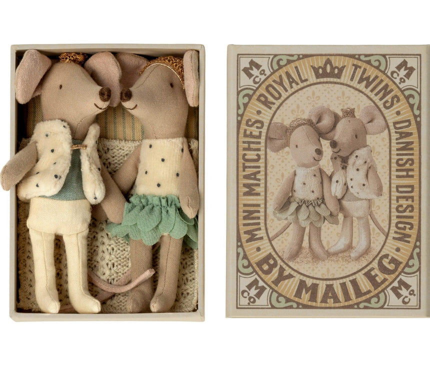 Maileg: myszki bliźniaki w pudełku Royal Twins Mice in Matchbox 11 cm - Noski Noski
