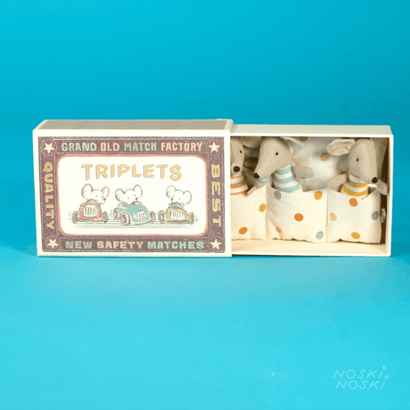 Maileg: myszki trojaczki w pudełku Baby Mice Triplets In Matchbox 8 cm - Noski Noski