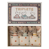 Maileg: myszki trojaczki w pudełku Baby Mice Triplets In Matchbox 8 cm - Noski Noski