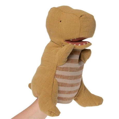 Maileg: pacynka dinozaur 27,5 cm, przytulanka bawełniana i lniana, idealna maskotka dla dzieci powyżej 3 lat.