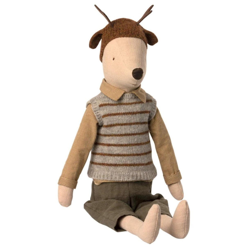 Pluszowa mysz Maileg Boy Mouse Maxi 50 cm, elegancka, z naturalnych materiałów, idealna dla dzieci.