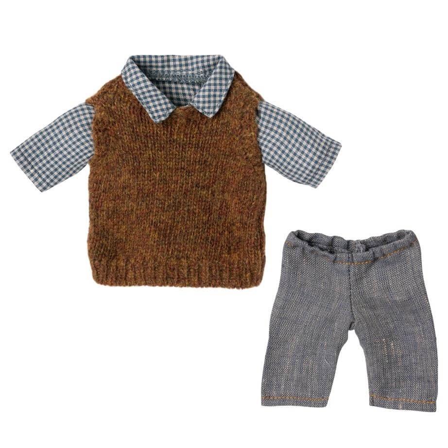 Maileg: ubranko dla taty misia Shirt, Slipover & Pants for Teddy Dad - Noski Noski