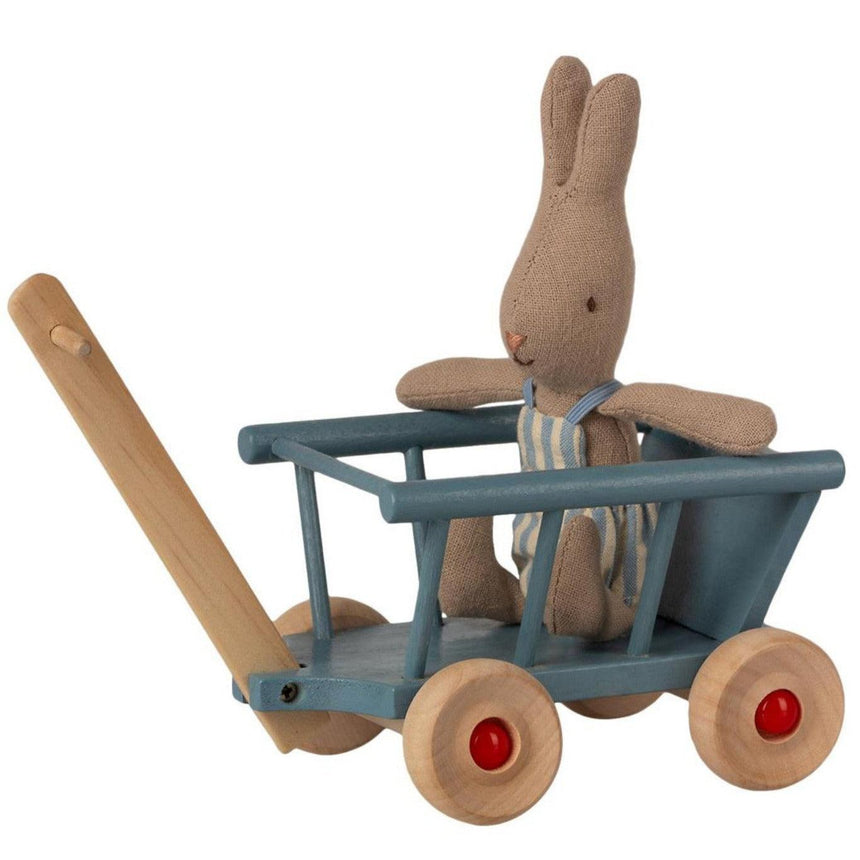 Maileg: wózek z dyszlem dla myszki Wooden Wagon Blue - Noski Noski