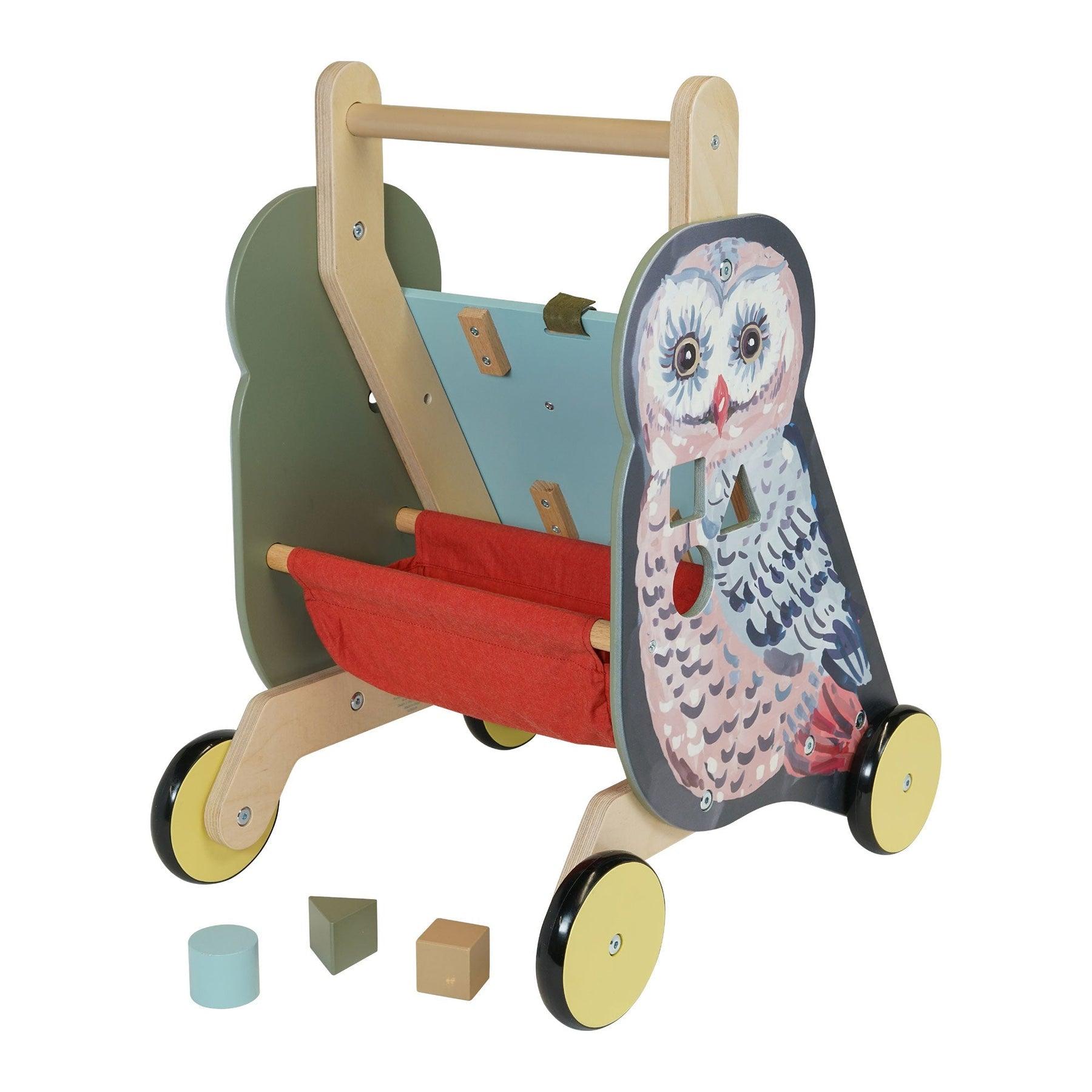 Manhattan Toy: drewniany wózek do pchania sowa Wildwoods Owl Push-Cart - Noski Noski