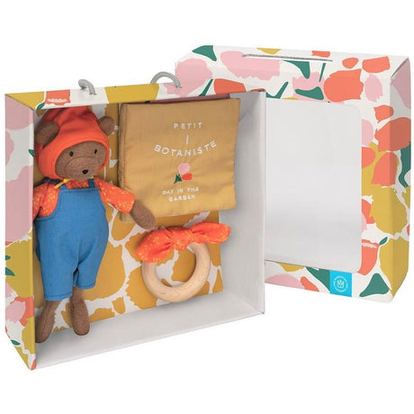 Manhattan Toy: zestaw prezentowy miś, gryzak i książeczka Petit Botaniste - Noski Noski