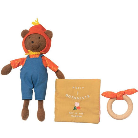 Manhattan Toy: zestaw prezentowy miś, gryzak i książeczka Petit Botaniste - Noski Noski