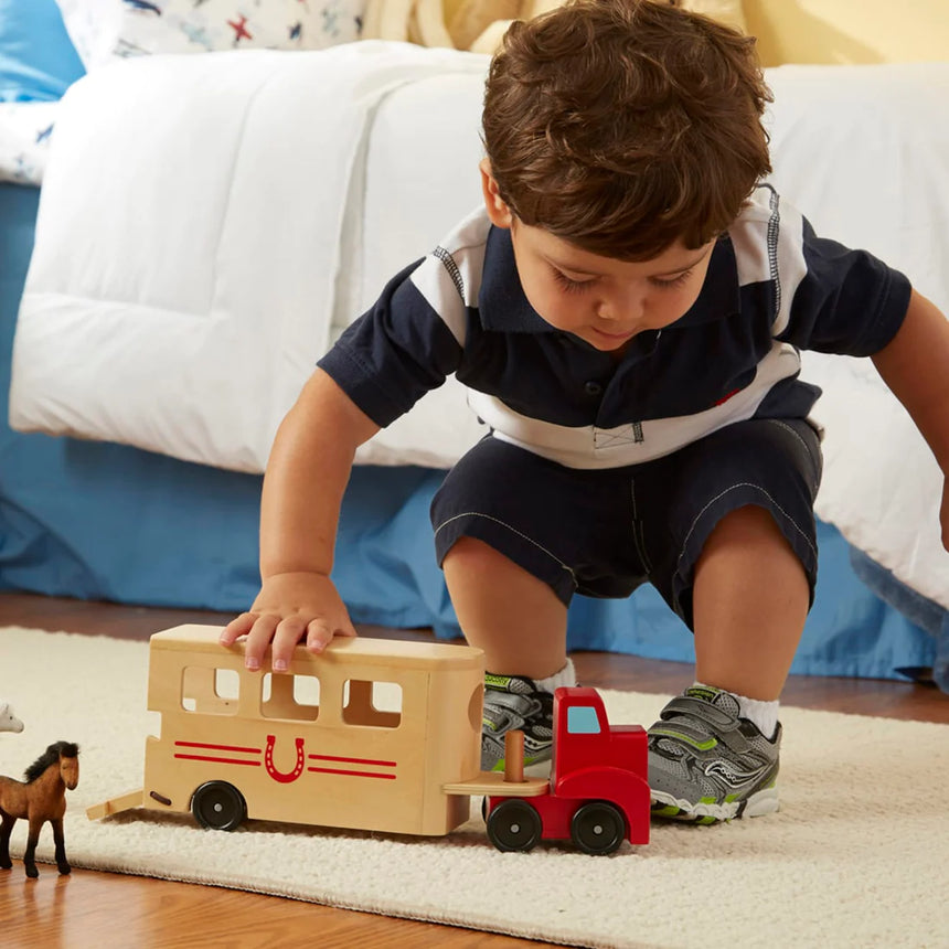 Melissa and Doug: ciężarówka z przyczepą dla koni Horse Carrier - Noski Noski