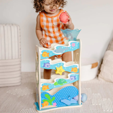 Melissa and Doug: drewniana zjeżdżalnia dla piłek Rollables Ocean Slide - Noski Noski