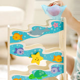 Melissa and Doug: drewniana zjeżdżalnia dla piłek Rollables Ocean Slide - Noski Noski