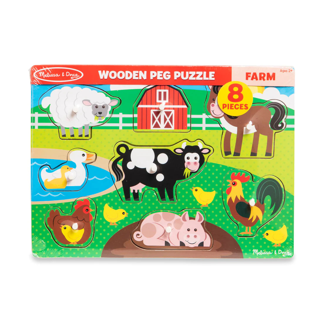 Melissa and Doug: drewniane puzzle z uchwytami Farma Wooden Peg Puzzle - Noski Noski