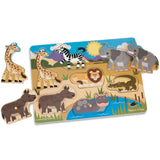 Melissa and Doug: drewniane puzzle z uchwytami Safari Wooden Peg Puzzle - Noski Noski