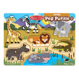 Melissa and Doug: drewniane puzzle z uchwytami Safari Wooden Peg Puzzle - Noski Noski