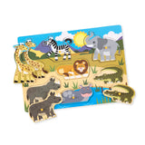 Melissa and Doug: drewniane puzzle z uchwytami Safari Wooden Peg Puzzle - Noski Noski