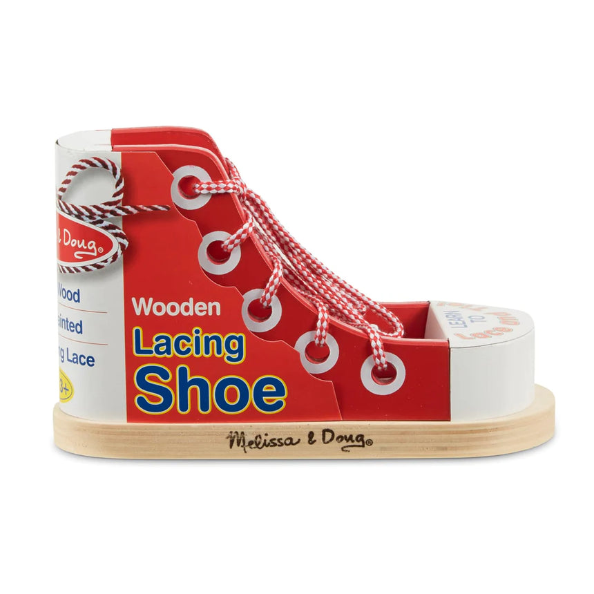 Melissa and Doug: drewniany but do nauki sznurowania Wooden Lacing Shoe - Noski Noski