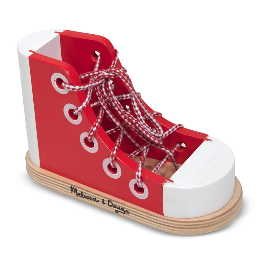 Melissa and Doug: drewniany but do nauki sznurowania Wooden Lacing Shoe - Noski Noski