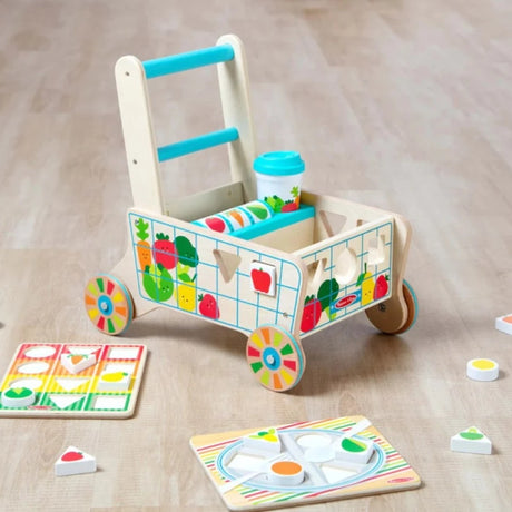 Melissa and Doug: drewniany pchacz z akcesoriami Sorting Grocery Cart - Noski Noski