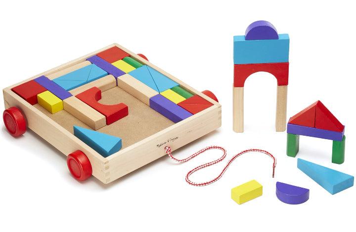 Melissa & Doug: drewniany wózek z klockami Unit Blocks On Wheels - Noski Noski