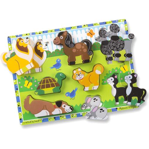 Melissa & Doug Zwierzęta Domowe Chunky - zabawki dla 2-latka, rozwijają zdolności manualne, idealny prezent dla dwulatka.