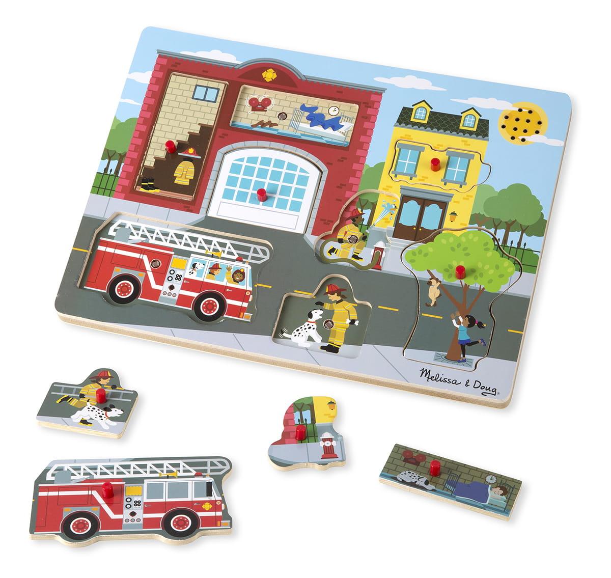 Melissa & Doug: puzzle dźwiękowe strażacy Around the Fire Station - Noski Noski