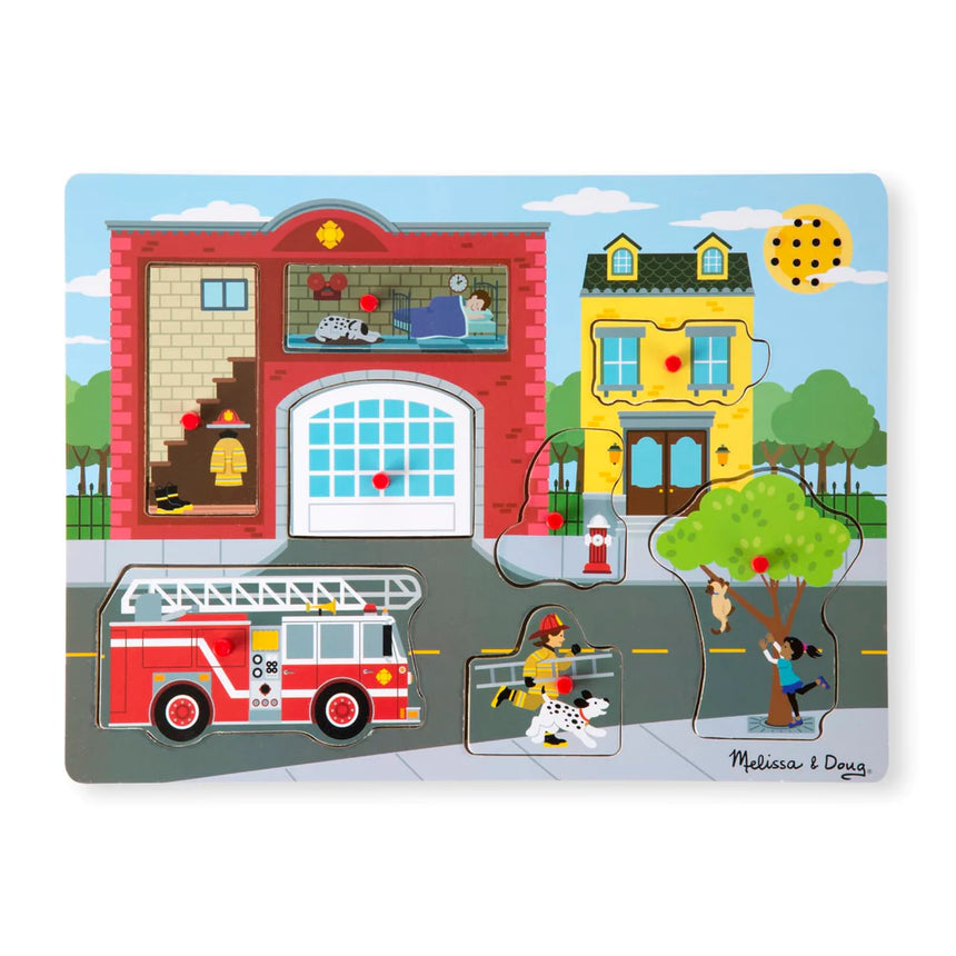 Melissa & Doug: puzzle dźwiękowe strażacy Around the Fire Station - Noski Noski