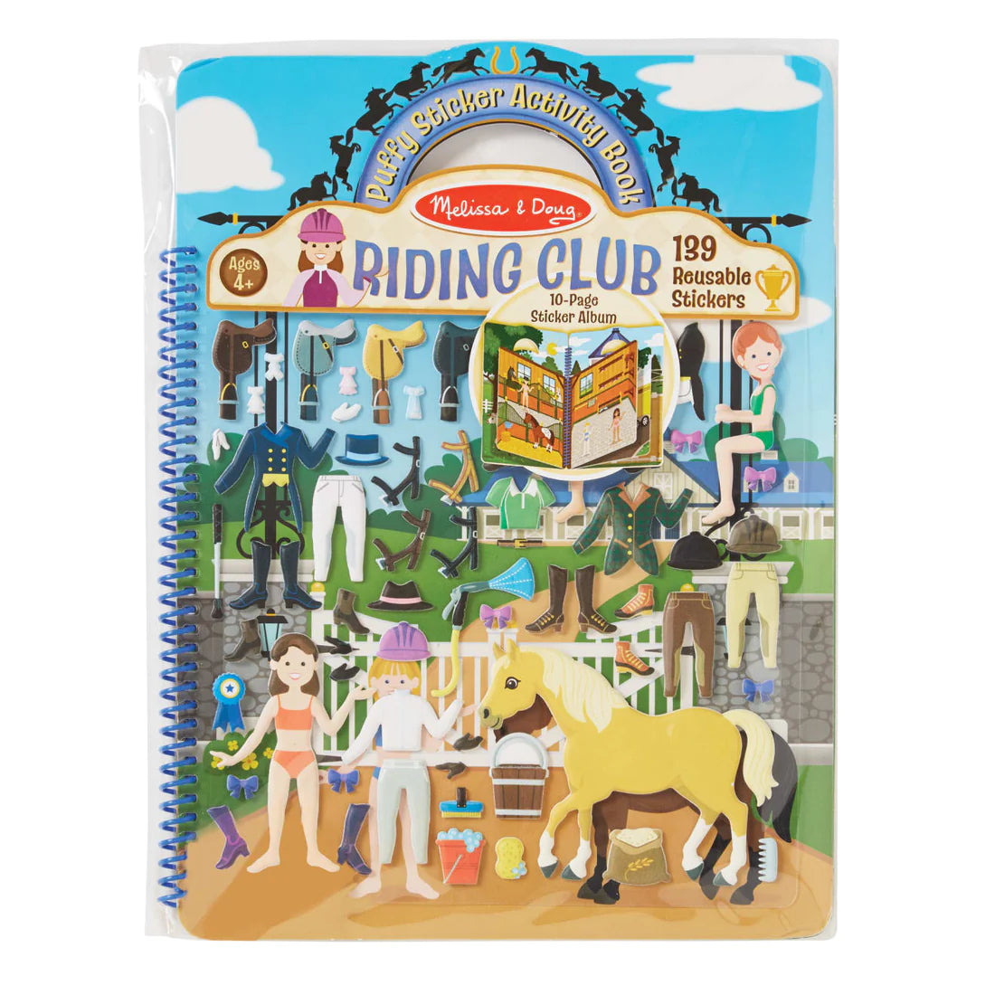 Melissa and Doug: wypukłe naklejki wielokrotnego użytku album Riding Club - Noski Noski