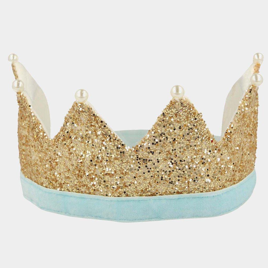Meri Meri: brokatowa korona z perełkami Gold Glitter Crown - Noski Noski