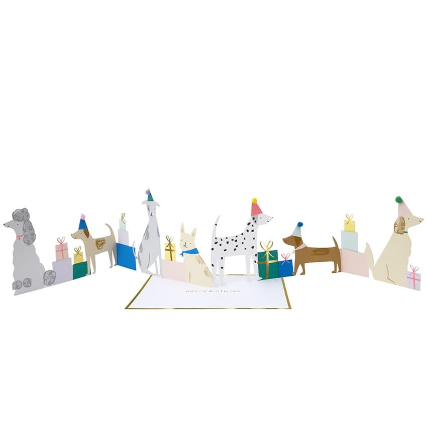 Meri Meri: kartka okolicznościowa 3D Psia Impreza - Noski Noski