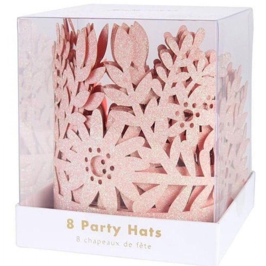 Meri Meri: papierowe brokatowe korony 8 Pink Glitter Crowns - Noski Noski