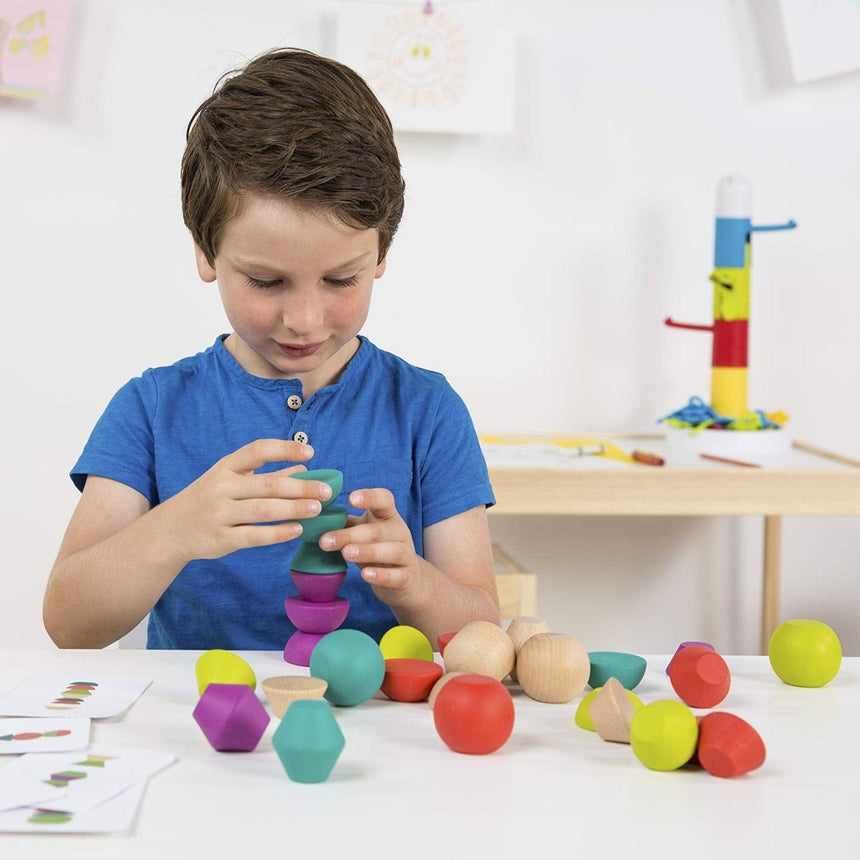 Miniland: drewniana układanka Wieża Kształtów - Noski Noski