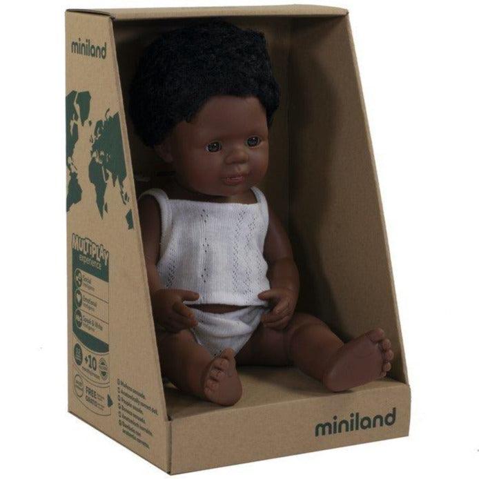 Miniland: lalka chłopiec Afroamerykanin 38 cm - Noski Noski
