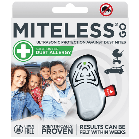 Miteless Tickless Portable ultradźwiękowy odstraszacz roztoczy, bezpieczny dla alergików, eliminuje roztocza bez chemii.