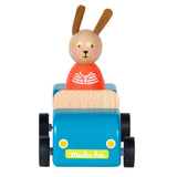 Moulin Roty: drewniane autko z królikiem Wielka Rodzina - Noski Noski
