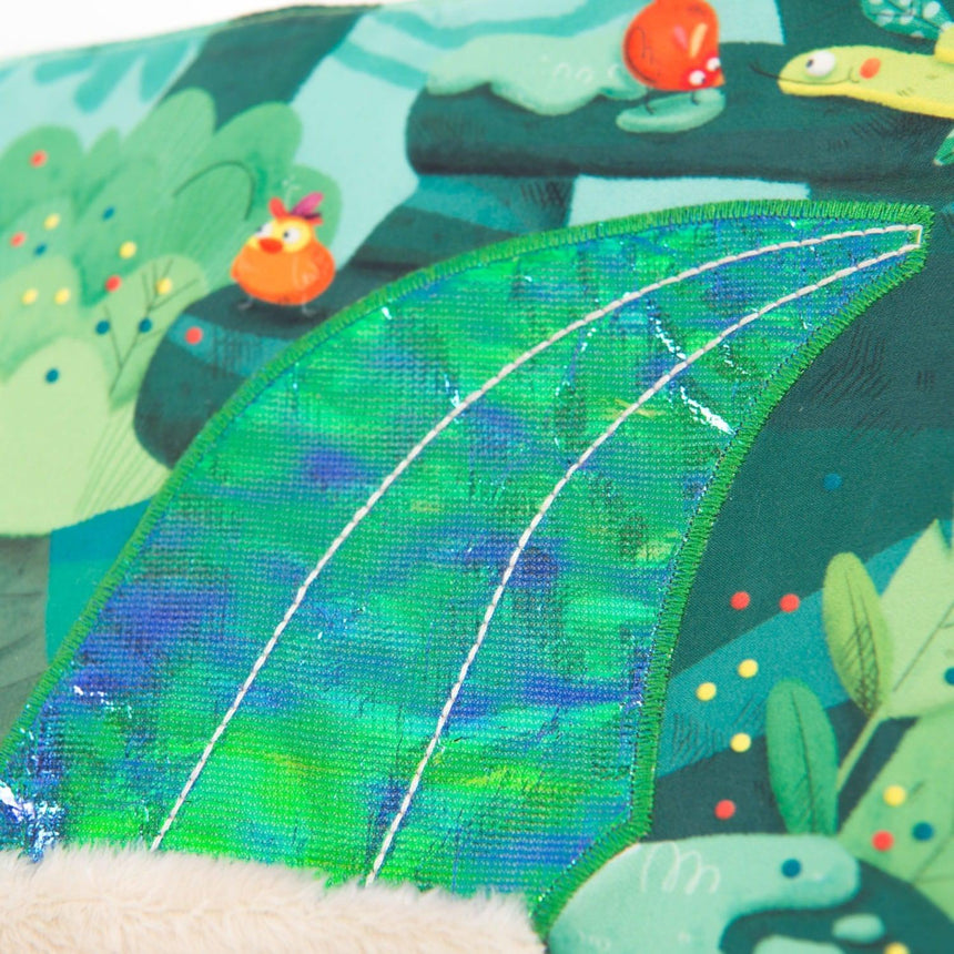 Moulin Roty: duża materiałowa książeczka aktywizująca Dżungla - Noski Noski