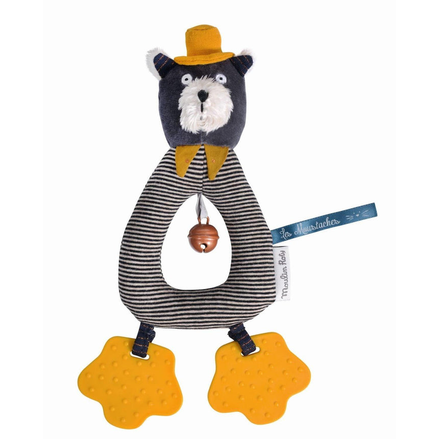 Moulin Roty: grzechotka z gryzakiem kotek Alphonse Les Moustaches - Noski Noski