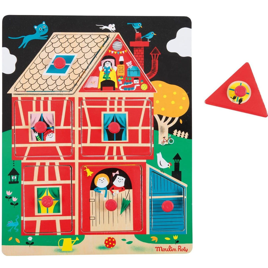 Moulin Roty: puzzle z uchwytami Les Bambins Domek - Noski Noski